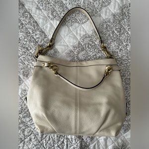 Coach "Brooke" Ivory Leather Hobo Shoulder Bag with Gold Brass Hardware